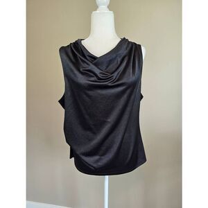 DKNY Draped Sparkle Top Sz L Black